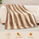 Cozy Bliss Luxury Faux Fur Throw Blanket Animal Striped Print, Non Shedding Doub... - Image 6