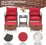 AVAWING 5 Pieces Patio Furniture Set, Outdoor Rattan Chairs with Metal Coffee Ta... - Image 4