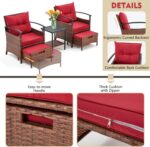AVAWING 5 Pieces Patio Furniture Set, Outdoor Rattan Chairs with Metal Coffee Ta... - Image 5