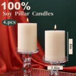 4 Pack Soy White Pillar Candles,Natural Soybean Pillar Candles,55 H Long Lasting... - Image 6