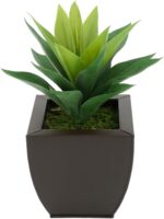 House of Silk Flowers Faux Frosted Light Green Succulent in Tapered Zinc Pot (Ma... - Image 3