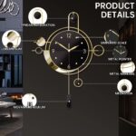 Wall Clock with Pendulum,Silent Non Ticking Battery Operated Modern Large Wall C... - Image 3