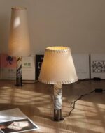 Luxury Marble Table Lamp, Parchment Shade with Hand-Stitched Leather Trim, Pearl... - Image 6
