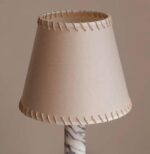 Luxury Marble Table Lamp, Parchment Shade with Hand-Stitched Leather Trim, Pearl... - Image 7