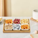 Ceramic Divided Serving Dishes with Bamboo Platter, 6 Piece Ceramic Snack Servin... - Image 3
