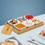 Ceramic Divided Serving Dishes with Bamboo Platter, 6 Piece Ceramic Snack Servin... - Image 7