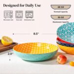 DOWAN 8.5" Vibrant Pasta, Salad & Soup Serving Bowls Set of 4, Embossed Large Po... - Image 3