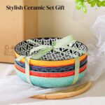 DOWAN 8.5" Vibrant Pasta, Salad & Soup Serving Bowls Set of 4, Embossed Large Po... - Image 7