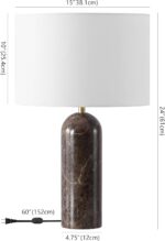 SAFAVIEH Couture Lighting Collection Kayabelle Dark Brown/White Marble 27-inch D... - Image 5