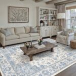 PureCozy Washable 8x10 Area Rug for Living Room Light Blue Vintage Large Rug Non... - Image 4