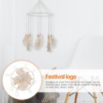Mikikit Bohemian Leaf Iron Hoop Tassel Hanging Ornament for Indoor Wall Decor, B... - Image 4