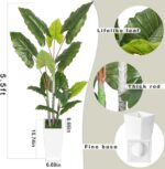 Artificial Plant Indoor 5.5FT - Fake Tree with White Tall Planter - Faux Silk Pl... - Image 3