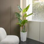 Artificial Plant Indoor 5.5FT - Fake Tree with White Tall Planter - Faux Silk Pl... - Image 6