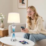 3-Way Dimmable Table Lamps, Blue Bedside Touch Lamp, 25.6’’ Bedroom Table Lamps ... - Image 4