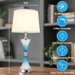 3-Way Dimmable Table Lamps, Blue Bedside Touch Lamp, 25.6’’ Bedroom Table Lamps ... - Image 8