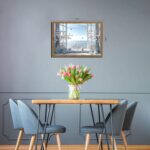 Coastal Flower Bathroom Wall Art, Blue Beach Cotton Canvas Wall Decor Paintings,... - Image 4