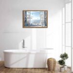 Coastal Flower Bathroom Wall Art, Blue Beach Cotton Canvas Wall Decor Paintings,... - Image 5