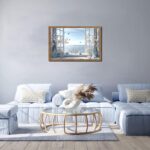 Coastal Flower Bathroom Wall Art, Blue Beach Cotton Canvas Wall Decor Paintings,... - Image 6