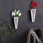 Flower Vase Crushed Diamond Mirrored Hanging Planter& Geometric Decor Mirrored C... - Image 3