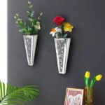 Flower Vase Crushed Diamond Mirrored Hanging Planter& Geometric Decor Mirrored C... - Image 5