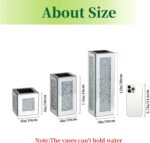 Silver Rectangle Glass Vases for Decor: Hewory Tall Crushed Diamond Mirror Vase ... - Image 6