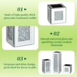 Silver Rectangle Glass Vases for Decor: Hewory Tall Crushed Diamond Mirror Vase ... - Image 7
