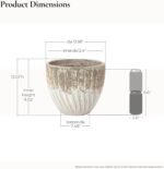 LuxenHome 14" Dia Round Pots for Plants, Large Ceramic Outdoor Plant Pot with Dr... - Image 3