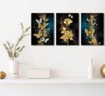 3pcs Abstract Gold Butterfly Canvas Wall Art Gold Butterfly And Rose Wall Decor ... - Image 6