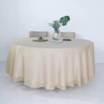 Efavormart 108" Premium Beige Faux Linen Tablecloth | Slubby Textured Wrinkle Fr... - Image 6