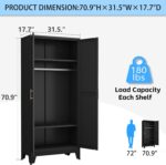 erosoei 71 "Metal Armoire Wardrobe Closet, Steel Clothing Storage Cabinet with A... - Image 3