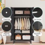 erosoei 71 "Metal Armoire Wardrobe Closet, Steel Clothing Storage Cabinet with A... - Image 6