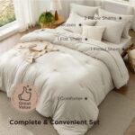 Bedsure Queen Size Comforter Set, Beige Soft Prewashed Bedding for All Seasons, ... - Image 5
