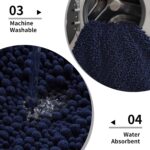 Disolla Navy Blue Bathroom Rug 24x44 Inch - Thick Chenille Bath Mat, Large Shagg... - Image 5