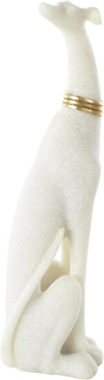 Deco 79 Polystone Dog Decorative Sculpture Sitting Home Decor Statue with Gold C... - Image 7