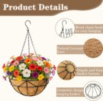 EIMQUVW 2 Pack Hanging Planters with Coconut Liner Metal Outdoor Hanging Baskets... - Image 6