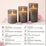 Set of 3 Glass Encased Real-Wax Flameless LED Candles with Remote & Timer-Vanill... - Image 5
