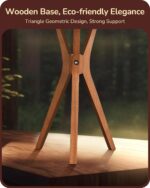 EDISHINE Mid Century Table Lamp, 17.5" Tripod Bedside Lamp with Deep Wood Color ... - Image 3