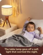 EDISHINE Mid Century Table Lamp, 17.5" Tripod Bedside Lamp with Deep Wood Color ... - Image 5