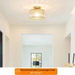 Crystal Ceiling Light Fixture, Modern Semi Flush Mount Ceiling Light, Gold Hallw... - Image 3