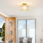 Crystal Ceiling Light Fixture, Modern Semi Flush Mount Ceiling Light, Gold Hallw... - Image 4