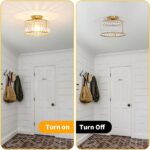 Crystal Ceiling Light Fixture, Modern Semi Flush Mount Ceiling Light, Gold Hallw... - Image 5