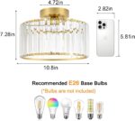 Crystal Ceiling Light Fixture, Modern Semi Flush Mount Ceiling Light, Gold Hallw... - Image 6