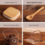 CZZGSM Set of 4 Square Glass Jar with Bamboo Lids and Spoons – Airtight 27 oz Bo... - Image 6