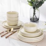 AmorArc Stoneware Dinnerware Sets for 4,Round Reactive Glaze Ceramic Plates and ... - Image 4