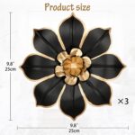 Metal Flowers Wall Decor Black and Gold Wall Art Decorations Hanging 3 Pc Rustic... - Image 3