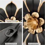 Metal Flowers Wall Decor Black and Gold Wall Art Decorations Hanging 3 Pc Rustic... - Image 4