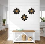 Metal Flowers Wall Decor Black and Gold Wall Art Decorations Hanging 3 Pc Rustic... - Image 5