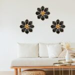 Metal Flowers Wall Decor Black and Gold Wall Art Decorations Hanging 3 Pc Rustic... - Image 6