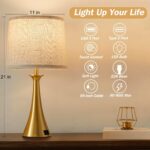 Touch Lamp for Living Room Bedroom, 21" Table Lamps Set of 2 with USB C+A Ports,... - Image 3
