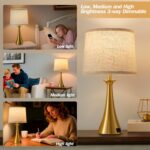 Touch Lamp for Living Room Bedroom, 21" Table Lamps Set of 2 with USB C+A Ports,... - Image 5